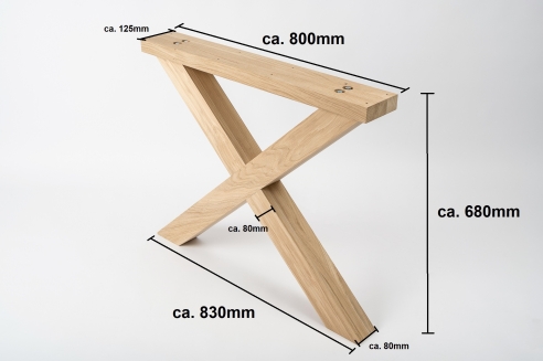 Solid Hardwood Oak Premium set of table legs untreated : X big